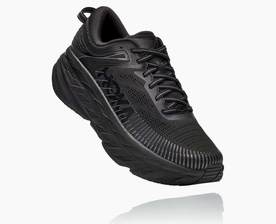 Hoka Australia One One Bondi 7 - Mens Running Shoes Black - UEAIS-0952